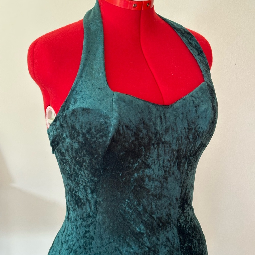 All that Jazz Teal Velvet Halter Dress
